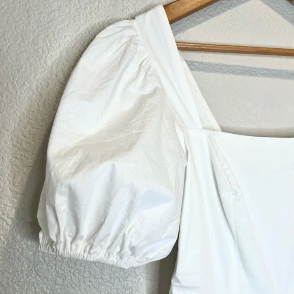 NWT Astr Puff Sleeve Poplin White Dress, S - Picture 3 of 10